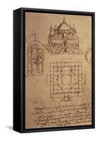 Sketch of a Square Church with Central Dome and Minaret-Leonardo da Vinci-Framed Stretched Canvas