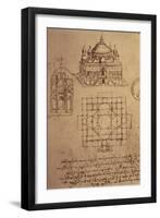 Sketch of a Square Church with Central Dome and Minaret-Leonardo da Vinci-Framed Giclee Print