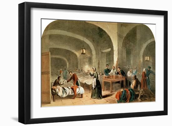 Sketch of a Ward at the Hospital at Scutari, circa 1856-Joseph-Austin Benwell-Framed Giclee Print