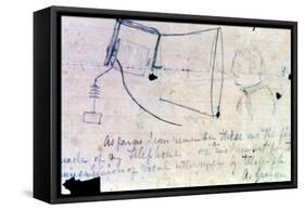 Sketch of Alexander Graham Bell's Telephone of 1876-Alexander Graham Bell-Framed Stretched Canvas