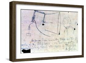 Sketch of Alexander Graham Bell's Telephone of 1876-Alexander Graham Bell-Framed Giclee Print