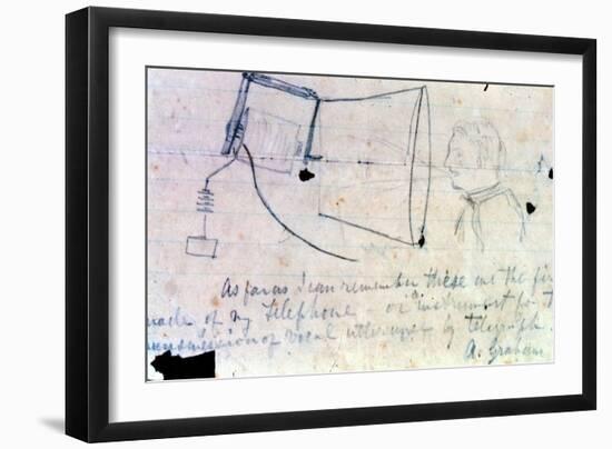 Sketch of Alexander Graham Bell's Telephone of 1876-Alexander Graham Bell-Framed Giclee Print