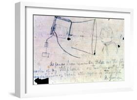 Sketch of Alexander Graham Bell's Telephone of 1876-Alexander Graham Bell-Framed Giclee Print