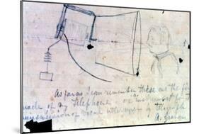 Sketch of Alexander Graham Bell's Telephone of 1876-Alexander Graham Bell-Mounted Giclee Print