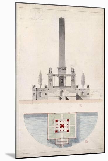 Sketch of an Obelisk on the Pont-Neuf-Dufourny-Mounted Giclee Print