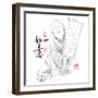 Sketch of Chinese Little Monk Presenting Scroll with Chinese New Year Wishes-yienkeat-Framed Photographic Print