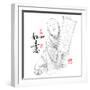 Sketch of Chinese Little Monk Presenting Scroll with Chinese New Year Wishes-yienkeat-Framed Photographic Print