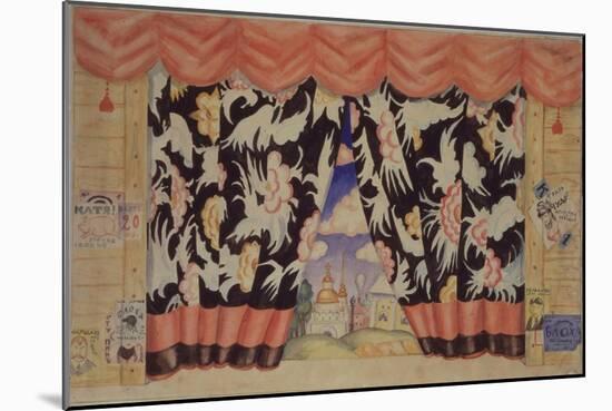 Sketch of Curtain for the Theatre Play the Flea by E. Zamyatin, 1925-1926-Boris Michaylovich Kustodiev-Mounted Giclee Print