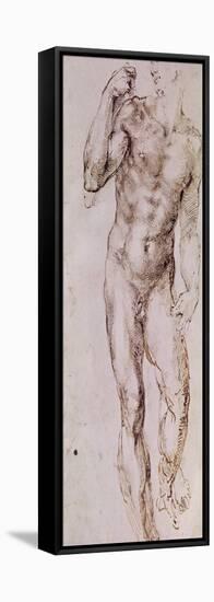 Sketch of David with His Sling, 1503-4-Michelangelo Buonarroti-Framed Stretched Canvas