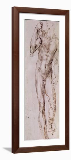 Sketch of David with His Sling, 1503-4-Michelangelo Buonarroti-Framed Giclee Print