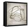 Sketch Of Headphones On The Background With Floral Patterns--Vladimir--Framed Stretched Canvas