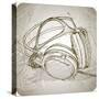 Sketch Of Headphones On The Background With Floral Patterns--Vladimir--Stretched Canvas