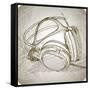 Sketch Of Headphones On The Background With Floral Patterns--Vladimir--Framed Stretched Canvas