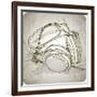 Sketch Of Headphones On The Background With Floral Patterns--Vladimir--Framed Art Print