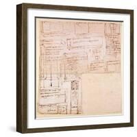 Sketch of Marble Blocks for Statues with Notes-Michelangelo Buonarroti-Framed Giclee Print