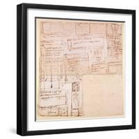 Sketch of Marble Blocks for Statues with Notes-Michelangelo Buonarroti-Framed Giclee Print