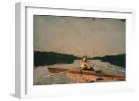 Sketch of Max Schmitt in a Single Scull, C.1870 (Oil on Canvas)-Thomas Cowperthwait Eakins-Framed Giclee Print