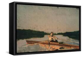 Sketch of Max Schmitt in a Single Scull, C.1870 (Oil on Canvas)-Thomas Cowperthwait Eakins-Framed Stretched Canvas