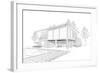 Sketch of Modern House with Swimming Pool-alchena-Framed Art Print