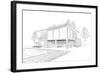 Sketch of Modern House with Swimming Pool-alchena-Framed Art Print