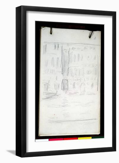 Sketch of Palazzo Dario (Pencil on Paper)-Claude Monet-Framed Premium Giclee Print