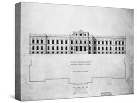 Sketch of Principal Front, Proposed Library Building-John Fraser-Stretched Canvas