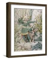 Sketch of Robin Hood, 1852 (W/C over Graphite on Paper)-Richard Dadd-Framed Giclee Print