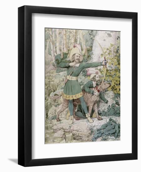 Sketch of Robin Hood, 1852 (W/C over Graphite on Paper)-Richard Dadd-Framed Premium Giclee Print