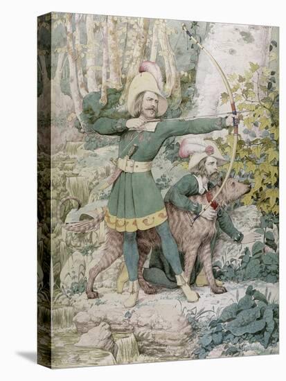 Sketch of Robin Hood, 1852 (W/C over Graphite on Paper)-Richard Dadd-Stretched Canvas