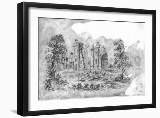 Sketch of Ruined Abbey-null-Framed Art Print