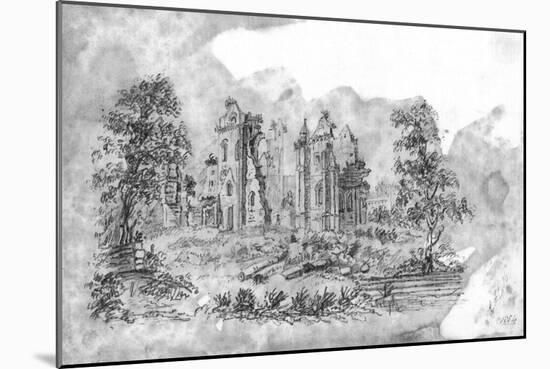 Sketch of Ruined Abbey-null-Mounted Art Print