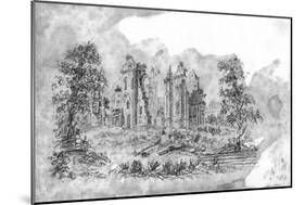 Sketch of Ruined Abbey-null-Mounted Art Print