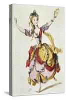 Sketch of Stage Costume of Mademoiselle Allard in Fetes Lyriques, Ballet with Music-Jean-Philippe Rameau-Stretched Canvas