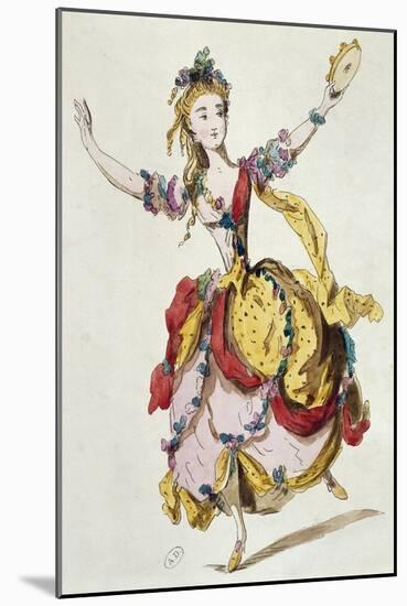 Sketch of Stage Costume of Mademoiselle Allard in Fetes Lyriques, Ballet with Music-Jean-Philippe Rameau-Mounted Giclee Print