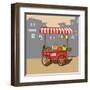 Sketch of Street Food Carts, Cartoon, Vector, Illustration-Valeri Hadeev-Framed Art Print