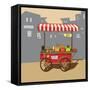 Sketch of Street Food Carts, Cartoon, Vector, Illustration-Valeri Hadeev-Framed Stretched Canvas