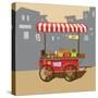 Sketch of Street Food Carts, Cartoon, Vector, Illustration-Valeri Hadeev-Stretched Canvas