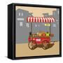 Sketch of Street Food Carts, Cartoon, Vector, Illustration-Valeri Hadeev-Framed Stretched Canvas