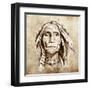 Sketch Of Tattoo Art, Monster Mask With White Fire-outsiderzone-Framed Art Print