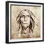 Sketch Of Tattoo Art, Monster Mask With White Fire-outsiderzone-Framed Premium Giclee Print