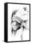 Sketch Of Tattoo Art, Native American Indian Head, Chief, Isolated-outsiderzone-Framed Stretched Canvas