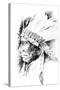 Sketch Of Tattoo Art, Native American Indian Head, Chief, Isolated-outsiderzone-Stretched Canvas