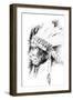 Sketch Of Tattoo Art, Native American Indian Head, Chief, Isolated-outsiderzone-Framed Art Print