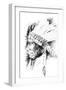 Sketch Of Tattoo Art, Native American Indian Head, Chief, Isolated-outsiderzone-Framed Art Print