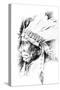 Sketch Of Tattoo Art, Native American Indian Head, Chief, Isolated-outsiderzone-Stretched Canvas