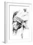 Sketch Of Tattoo Art, Native American Indian Head, Chief, Isolated-outsiderzone-Framed Art Print