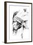 Sketch Of Tattoo Art, Native American Indian Head, Chief, Isolated-outsiderzone-Framed Art Print