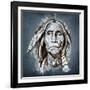 Sketch Of Tattoo Art, Portrait Of American Indian Head-outsiderzone-Framed Premium Giclee Print