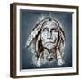 Sketch Of Tattoo Art, Portrait Of American Indian Head-outsiderzone-Framed Art Print