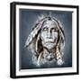 Sketch Of Tattoo Art, Portrait Of American Indian Head-outsiderzone-Framed Art Print